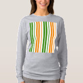 T-shirt Modèle de rayures verticales orange vert blanc (Devant)