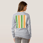 T-shirt Modèle de rayures verticales orange vert blanc (Dos entier)
