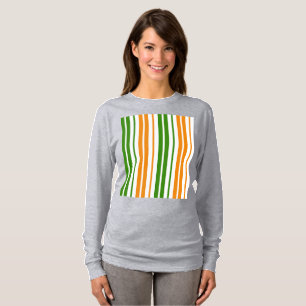T-shirt Modèle de rayures verticales orange vert blanc