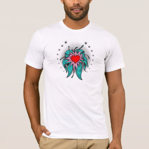 T-shirt modèle de tatouage de coeur de fleur