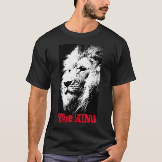 T-shirt Modèle de tête de Lion Elegant Black Pop Art (Devant)