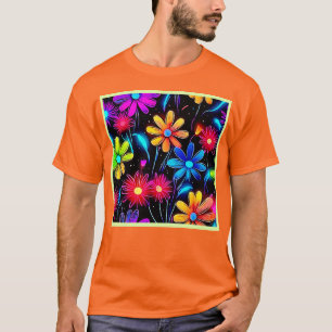 T-shirt Modèle floral de néon brillant