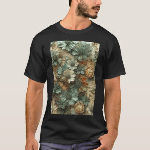 T-shirt Modèle floral vintage séché : Botanique texturé