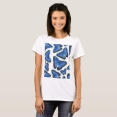 T-shirt Modèle motif de papillon bleu morpho (Devant entier)