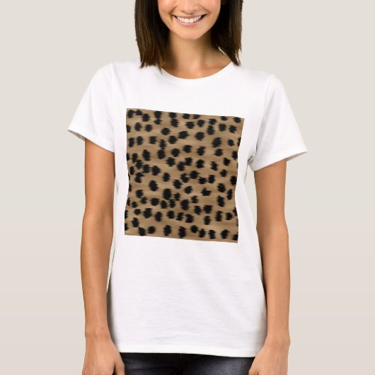 T-shirt Modèle noir et Brown d'impression de guépard (Devant)