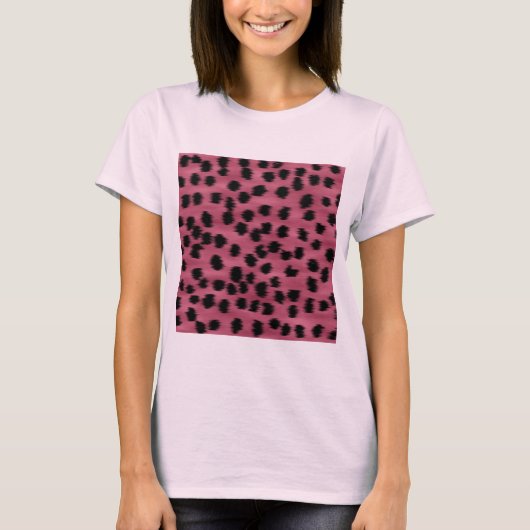 T-shirt Modèle rose et noir d'impression de guépard (Devant)
