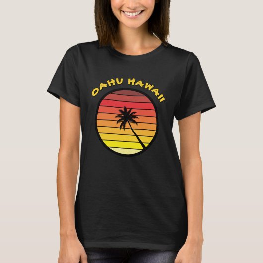 T-shirt Modèle Sunset rétro Palm Tree (Devant)