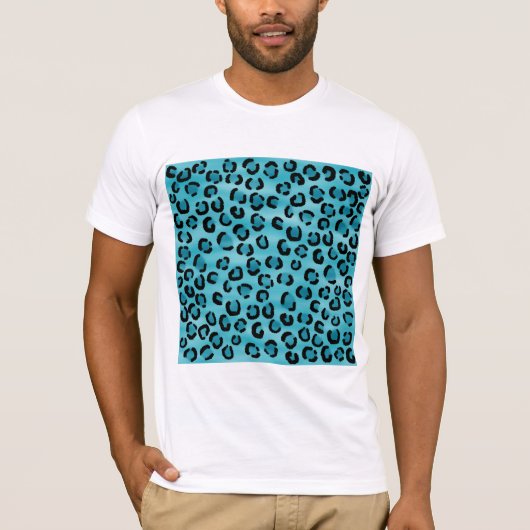 T-shirt Modèle turquoise d'empreinte de léopard (Devant)