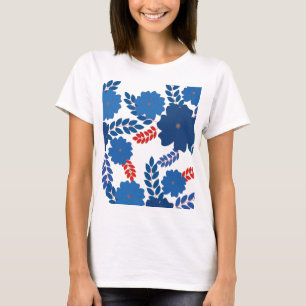 T-shirt Modèle vectoriel simple de fleurs bleues