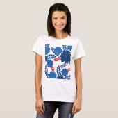 T-shirt Modèle vectoriel simple de fleurs bleues (Devant entier)