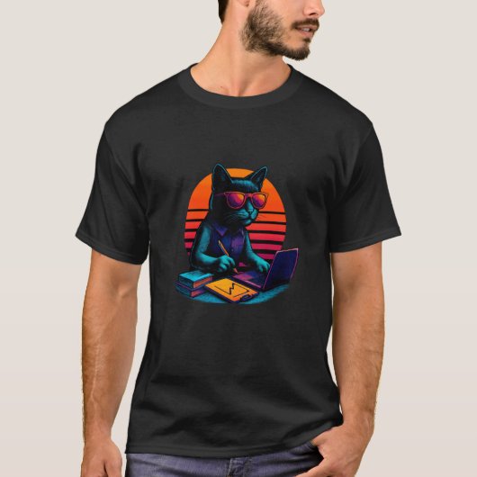 T-shirt Modèles de chat rétro Solutions Recherche opératio (Devant)