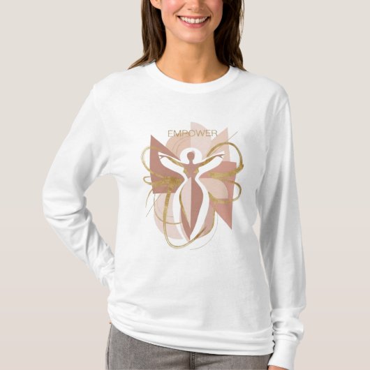 T-shirt Modern Abstract Empower Feminine Gold & Blush Art (Devant)