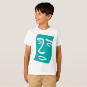 T-shirt Modern Abstract Face Line Art Teal (Devant entier)
