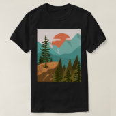 T-shirt Modern Abstract Forest, Mountains, and Sunrise (Design devant)