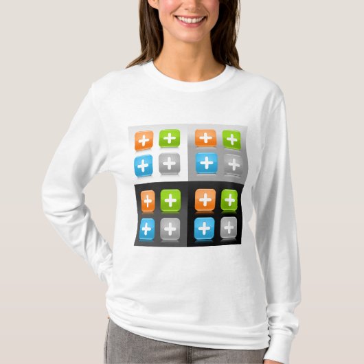 T-shirt Modern Addition Math Symbol Shiny Glassy Icons (Devant)