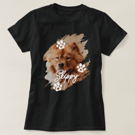 T-shirt Modern Brushstroke Pet Dog Photo & Name (Design devant)