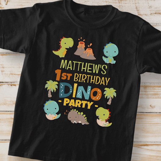 T-shirt Modern Cute Dino Dinosaur Fête d'anniversaire pour