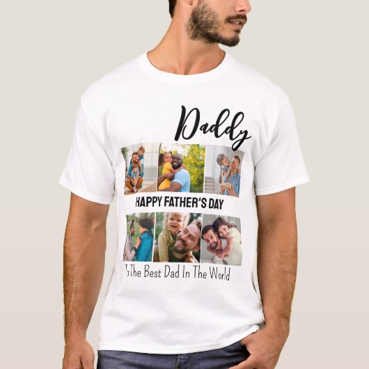 T-shirt Modern Daddy Happy Fête des pères 6 Photo Collage (Devant)