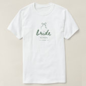 T-shirt Modern Green Coquette Custom Bride's Name Wedding (Design devant)