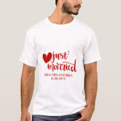 T-shirt Modern Just Married Typography Couple Custom Name (Devant)