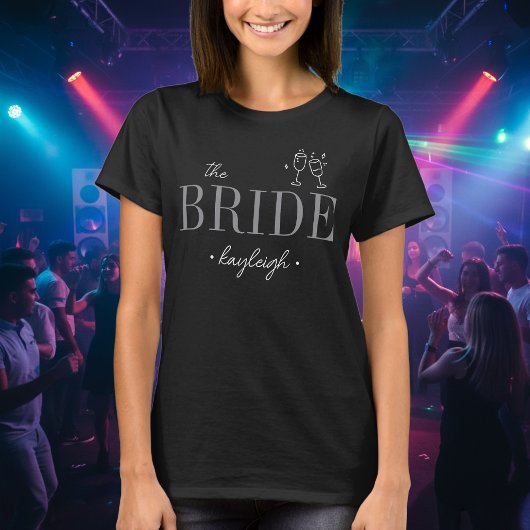 T-shirt Modern Minimalist Bride Script Bachelorette