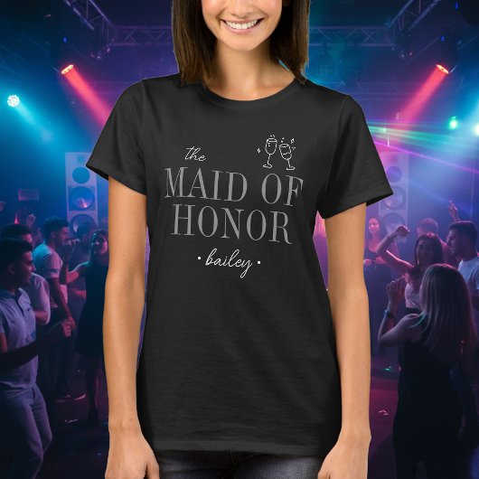 T-shirt Modern Minimalist Maid Honor Script Bachelorette