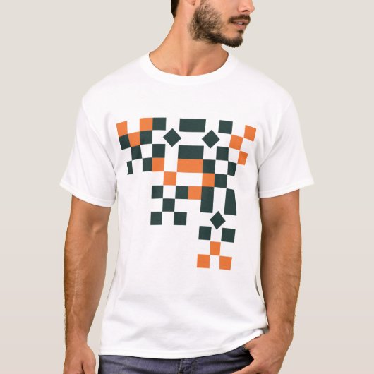 T-shirt Modern Pixel Art Abstract Geometric Corner Design (Devant)