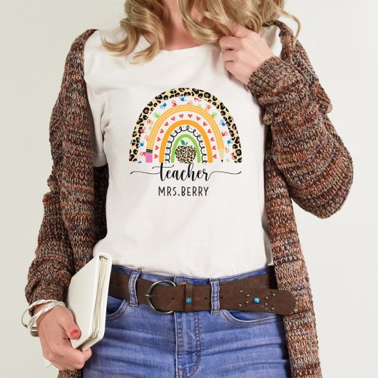 T-shirt Modern Rainbow Teacher Ajouter Votre Nom