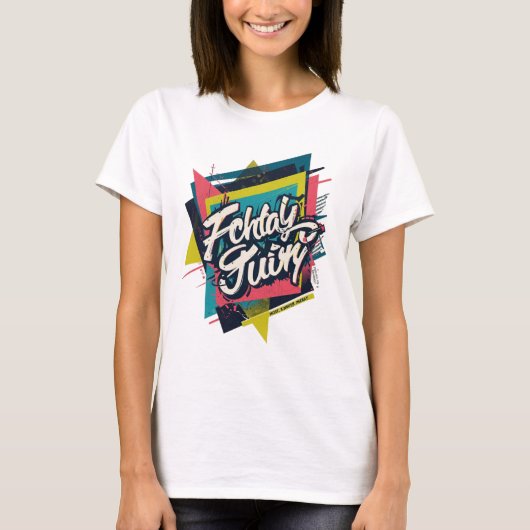 T-shirt Modern Retro Abstract Tee – Chartreuse Design (Devant)