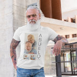 T-shirt Moderne 3 Photo Abuelo<br><div class="desc">Un tee-shirt de tenue de collage photo moderne, parfait comme cadeau de Fête des pères, anniversaire, noël ou toute autre occasion. Le tee-shirt photo comporte 3 photos, une police en gras en gris qui dit 'ABUELO' et 'EST : 20XX.</div>