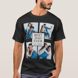 T-shirt Moderne 4 photo Personnalisé Meilleur papa