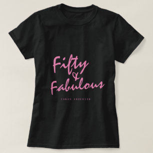 T-shirt Moderne 50 Fabuleux Nom personnalisé 50e anniversa