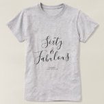 T-shirt Moderne 60 Fabuleux Nom personnalisé 60e anniversa<br><div class="desc">Célébrez 60 ans de style avec ce tee-shirt 60e anniversaire moderne de nom personnalisé avec le texte soixante et fabuleux en élégant script noir. Ajoutez simplement votre nom à ce t-shirt de célébration du 60e anniversaire. Un cadeau d'anniversaire parfait pour un enfant de 60 ans moderne, élégant et élégant. Conçu...</div>