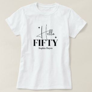 T-shirt Moderne Chic Bonjour Cinquante 50e Anniversaire Pe
