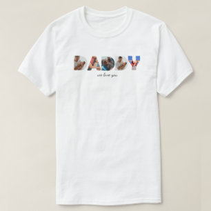 T-shirt Moderne Collage de Photos Personnalisé avec Texte