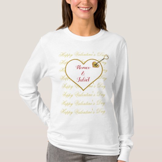 T-shirt Moderne Cute Coeur Rouge Script Couple Valentines (Devant)