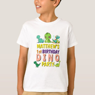 T-shirt Moderne Cute Dino Dinosaur Fête d'anniversaire des