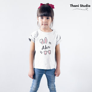 T-shirt Moderne Cute Pastel Pink Rabbit Nom personnalisabl