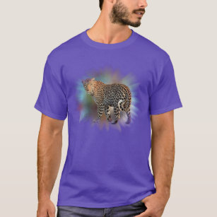 T-shirt Moderne Elegant violet couleur Modèle Leopard
