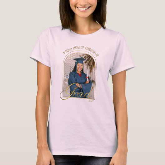 T-shirt Moderne Fier Maman de Grad Custom Photo Pink Boho (Devant)