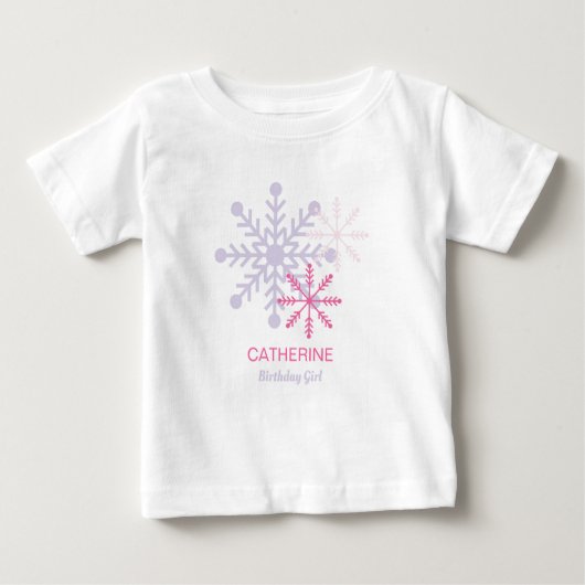 T-Shirt Moderne Flocons de Neige Rose Winter Onede (Devant)