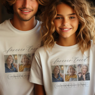T-shirt Moderne Funéraire/Mémorial 3-Photos Aimé à Jamais