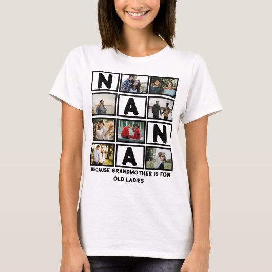T-shirt Moderne Funny Grand-mère Cute Nana 8 Photo Collage (Devant)