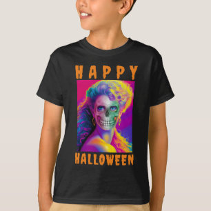 T-SHIRT MODERNE HAPPY HALLOWEEN COLORÉ HABILLÉ PERSONNALIS