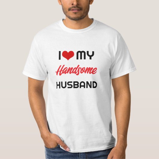 T-shirt Moderne J'aime mon mari Coeur Saint-Valentin (Devant)