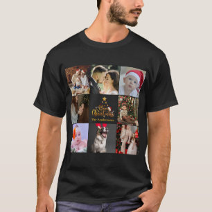 T-shirt Moderne Joyeux Noël Famille Photo Russe