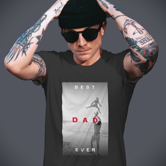 T-shirt Moderne Meilleur Papa Jamais Photo Monochrome