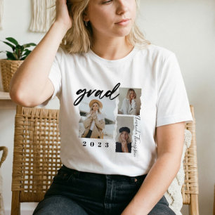 T-shirt Moderne Mini Script Grad Trois Diplôme Photo