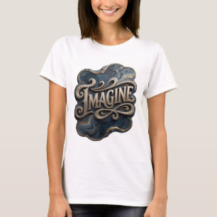 T-shirt Moderne or IMAGINE imprimé