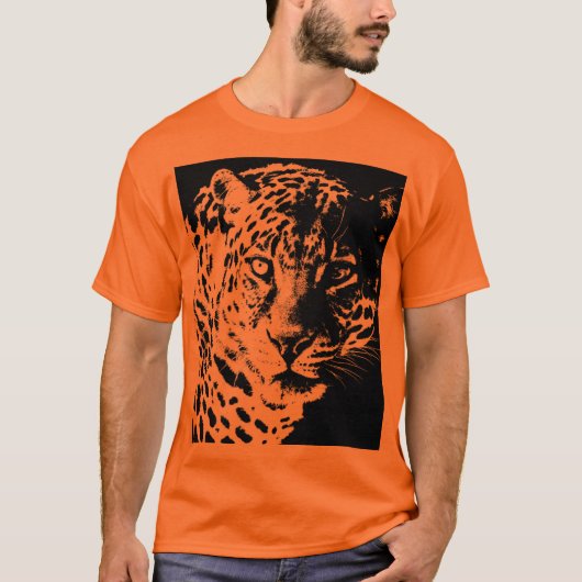 T-shirt Moderne Pop Art Modèle Leopard Visage Mens Moderne (Devant)